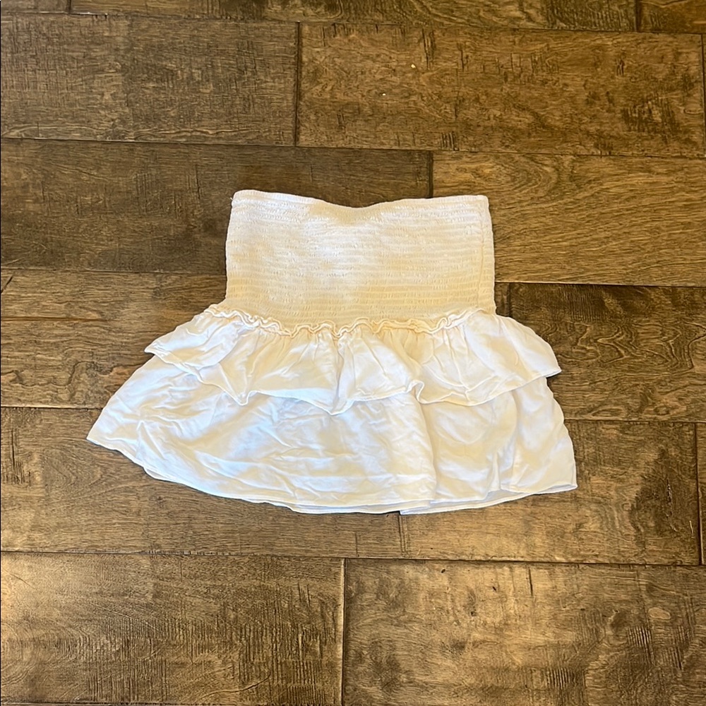 White Ruffled Bubble Mini Skirt